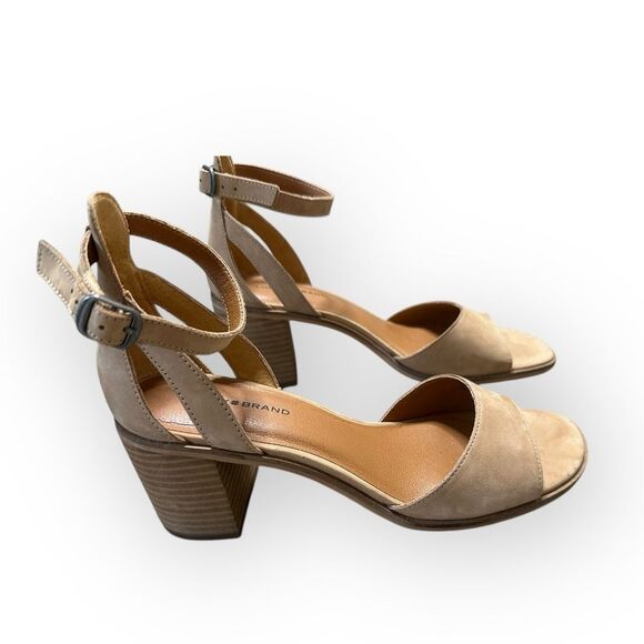 Lucky Brand Heels Women’s 10.5 Solinio Nude Suede Square Toe Sandals - Picture 3 of 8
